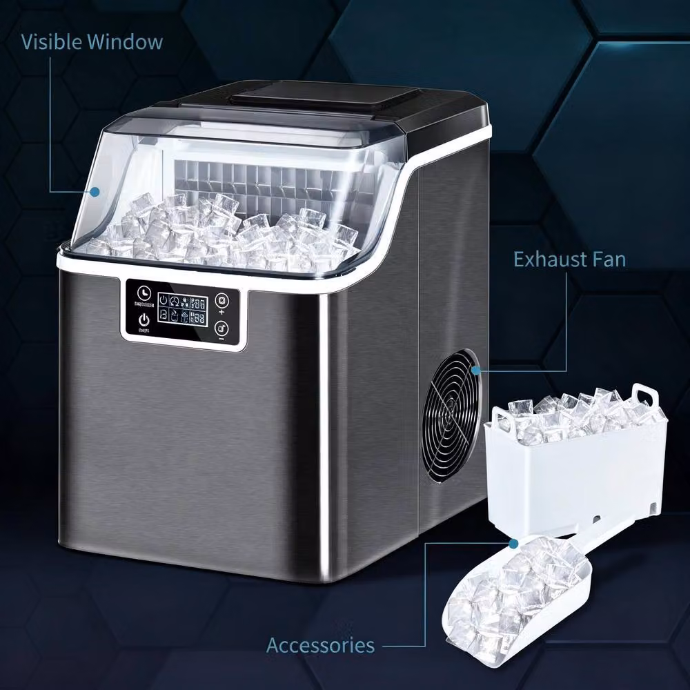 STILVORA Ice Maker with Digital LCD Display and Timer in Black – 7