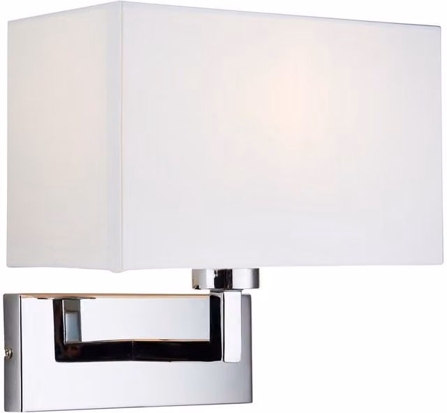 Endon Piccolo Modern Indoor Wall Light in Chrome and White Fabric with E27 Socket