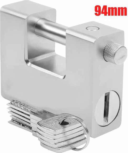 Kelvenix Heavy Duty Steel Shipping Container Lock in Silver, W: 10000 mm, H: 520 mm, 94 mm Key – 1