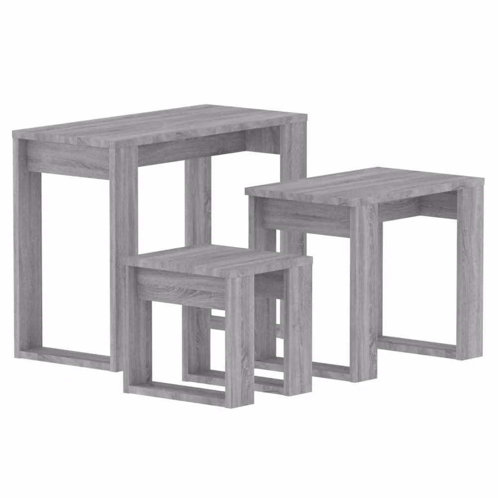 Berkfield Home Nesting Tables, 3 Piece Set in Grey Sonoma Engineered Wood – 2