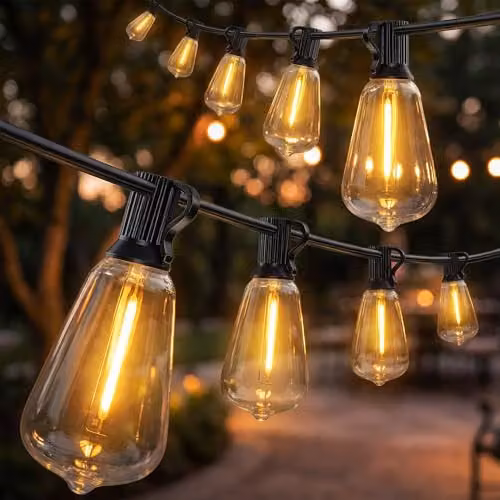 HOMCOM Connectable LED Curtain Fairy Lights in Warm White with 50 Bulbs – 1