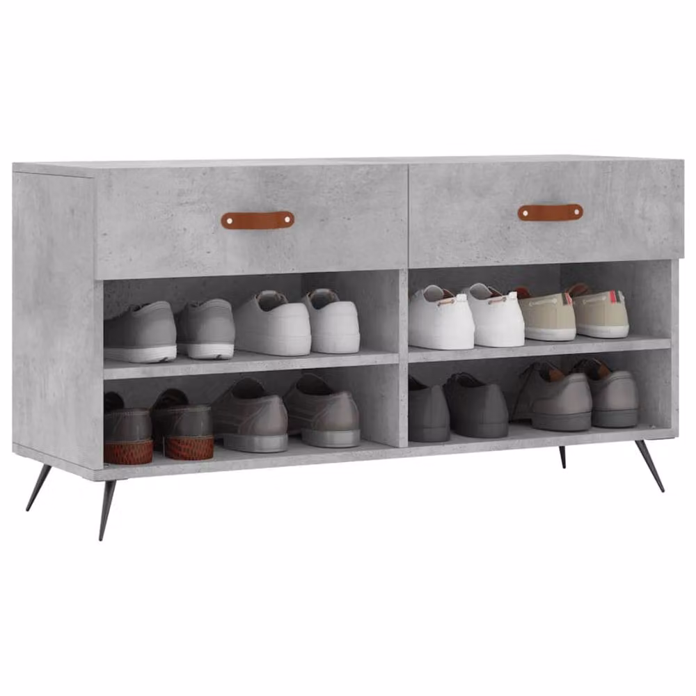 Berkfield Home Industrial Shoe Bench in Concrete Grey, W/D/H: 102 x 35 x 55 cm – 3