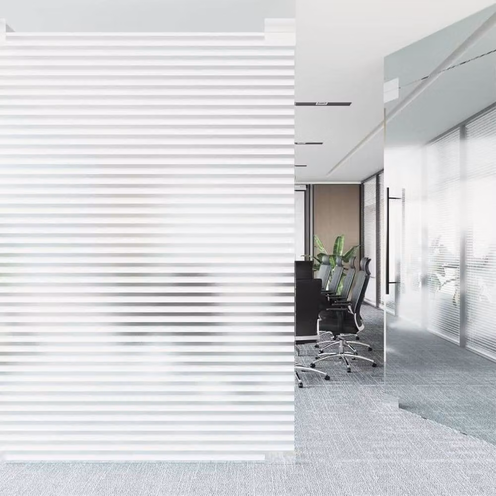 Berkfield Home Striped Frosted Window Film, 2 Pack, Black and White PVC Adhesive Blinds Pattern