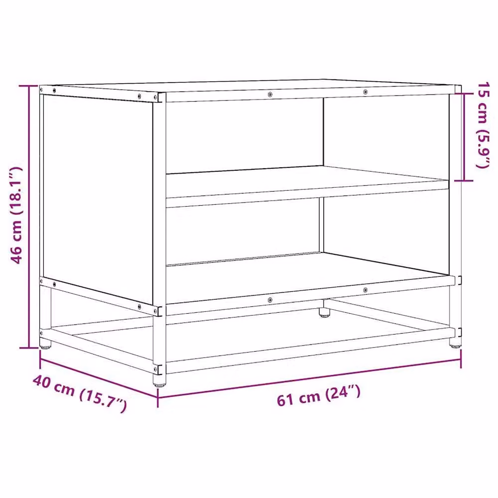 Berkfield Home Brown Oak TV Cabinet in Engineered Wood and Metal, W/D/H: 61 x 40 x 46 cm – 7