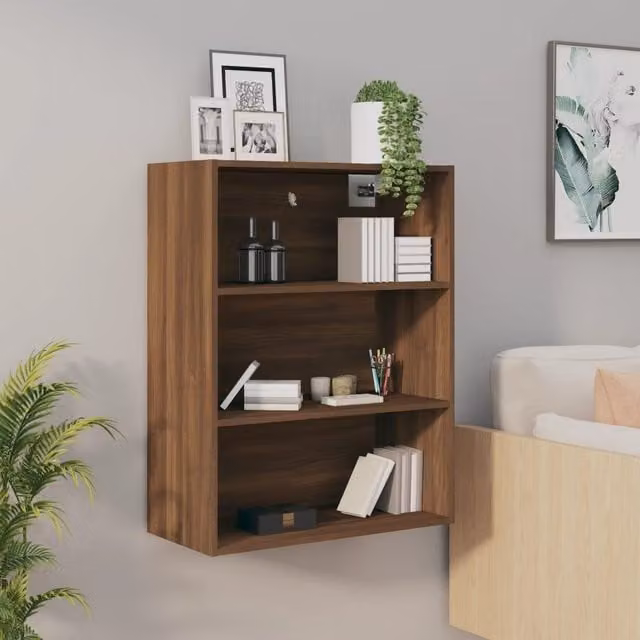 Berkfield Home Hanging Wall Cabinet, Brown Oak, W: 69.5 cm, D: 32.5 cm, H: 90 cm