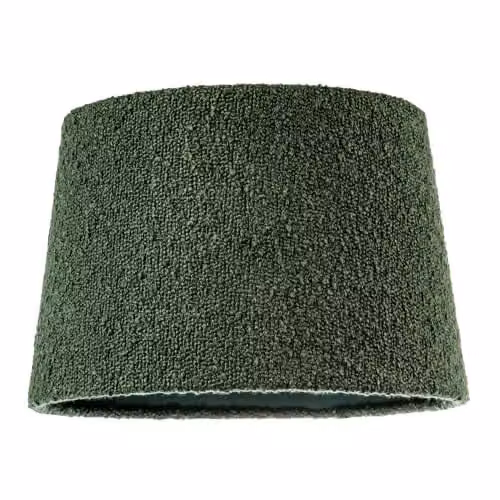 Happy Homewares Forest Green Tapered Drum Lampshade in Boucle Lamb Wool Fabric