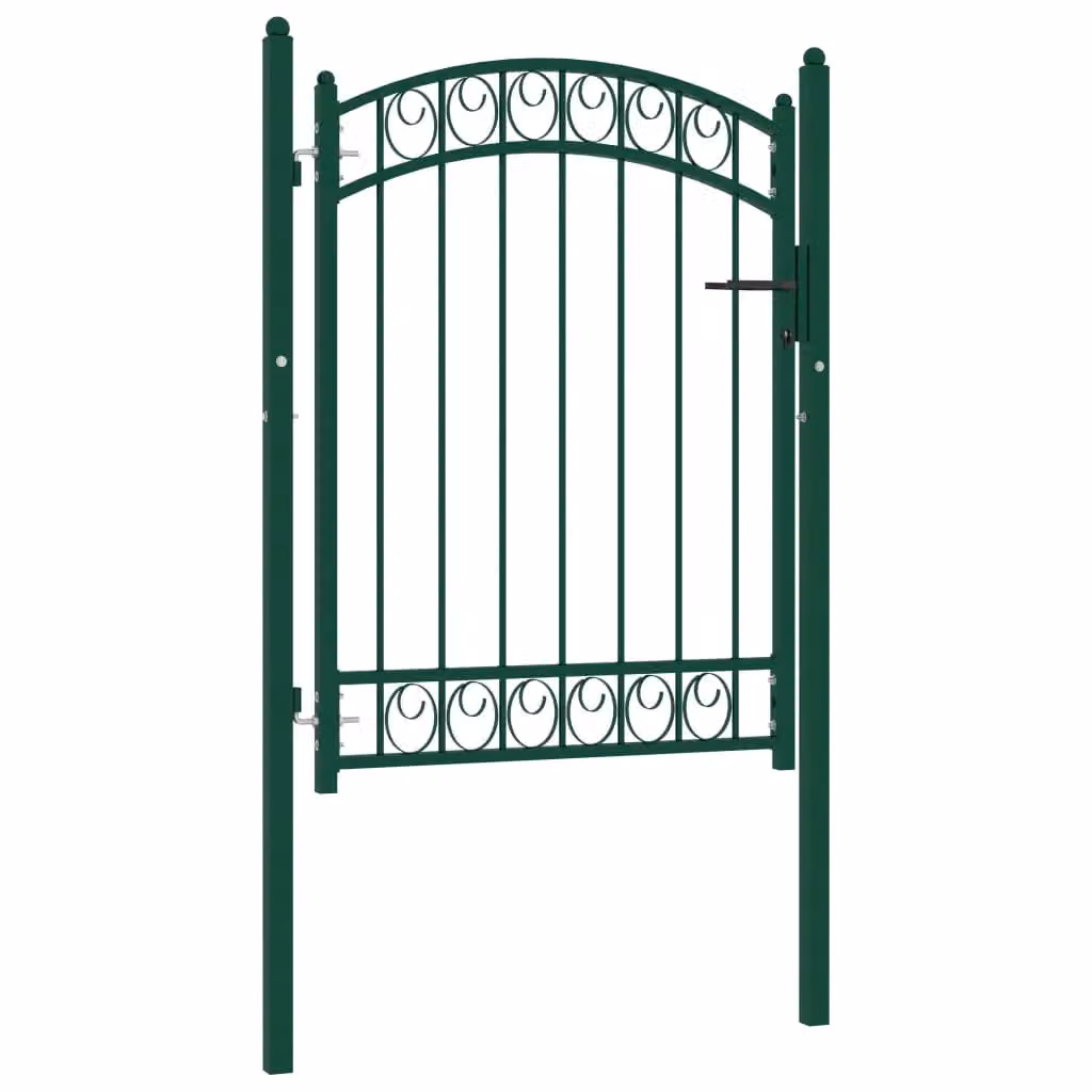 Berkfield Home Green Steel Arched Top Swing Fence Gate, W: 100 cm, H: 125 cm – 2