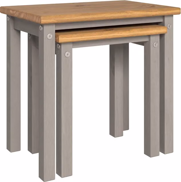 Core Products Linea Grey Wax Set of 2 Nesting Tables in Solid Pine – 3