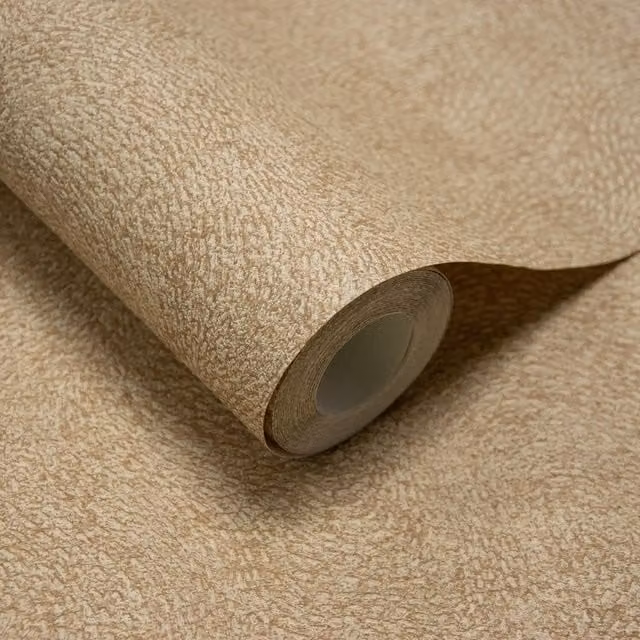 Grandeco Santiago Swirled Stitch Textured Blown Vinyl Wallpaper in Terracotta, Orange, Beige and Grey