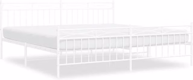 Berkfield Home Metal Bed Frame with Headboard and Footboard in White W/D/H: 193 x 203 cm