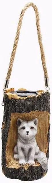 Quipulse Style 4 Solar-Powered Simulated Tree-Stump Decorative Hanging Lamp in Brown and Multicolour – 1