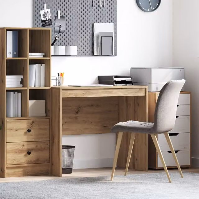 Berkfield Home Artisan Oak Writing Desk in Brown, W/D/H: 90 x 50 x 76 cm – 1