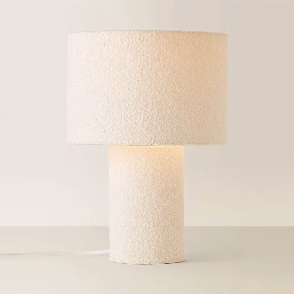 FORGEVIO Modern Beige Boucle Fabric Table Lamp with Warm White Bulb – 2