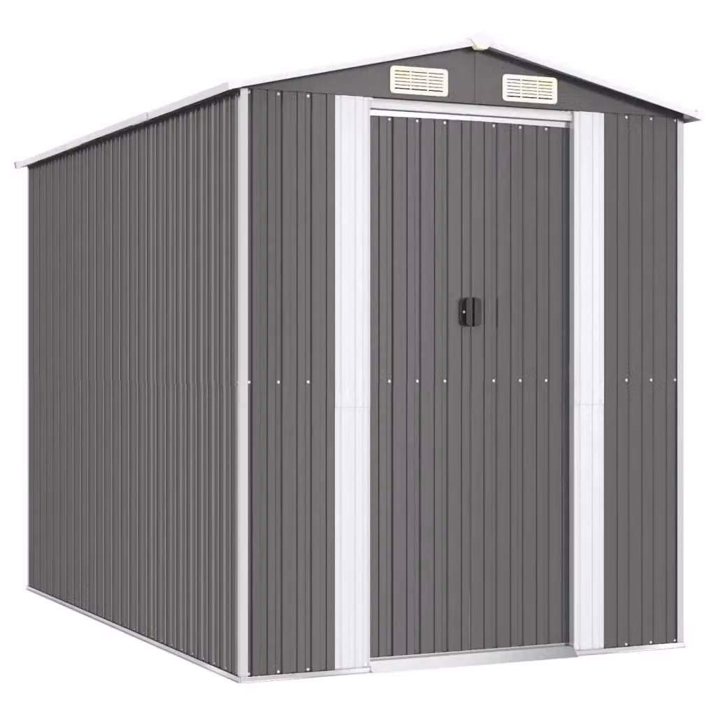 Berkfield Home Garden Shed in Light Grey, Galvanised Steel, W: 192 cm, D: 274 cm, H: 223 cm – 2