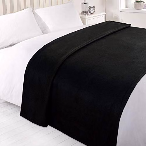 Dreamscene Black Plain Fleece Throw Blanket, W/D/H: 150 x 200 cm – 6