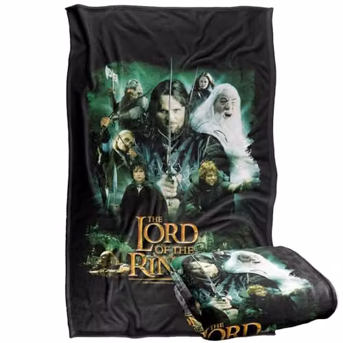 Warner Bros. The Lord Of The Rings Hero Group Silky Touch Super Soft Fleece Throw Blanket, Multicolour, W: 91 cm, D: 147 cm – 1
