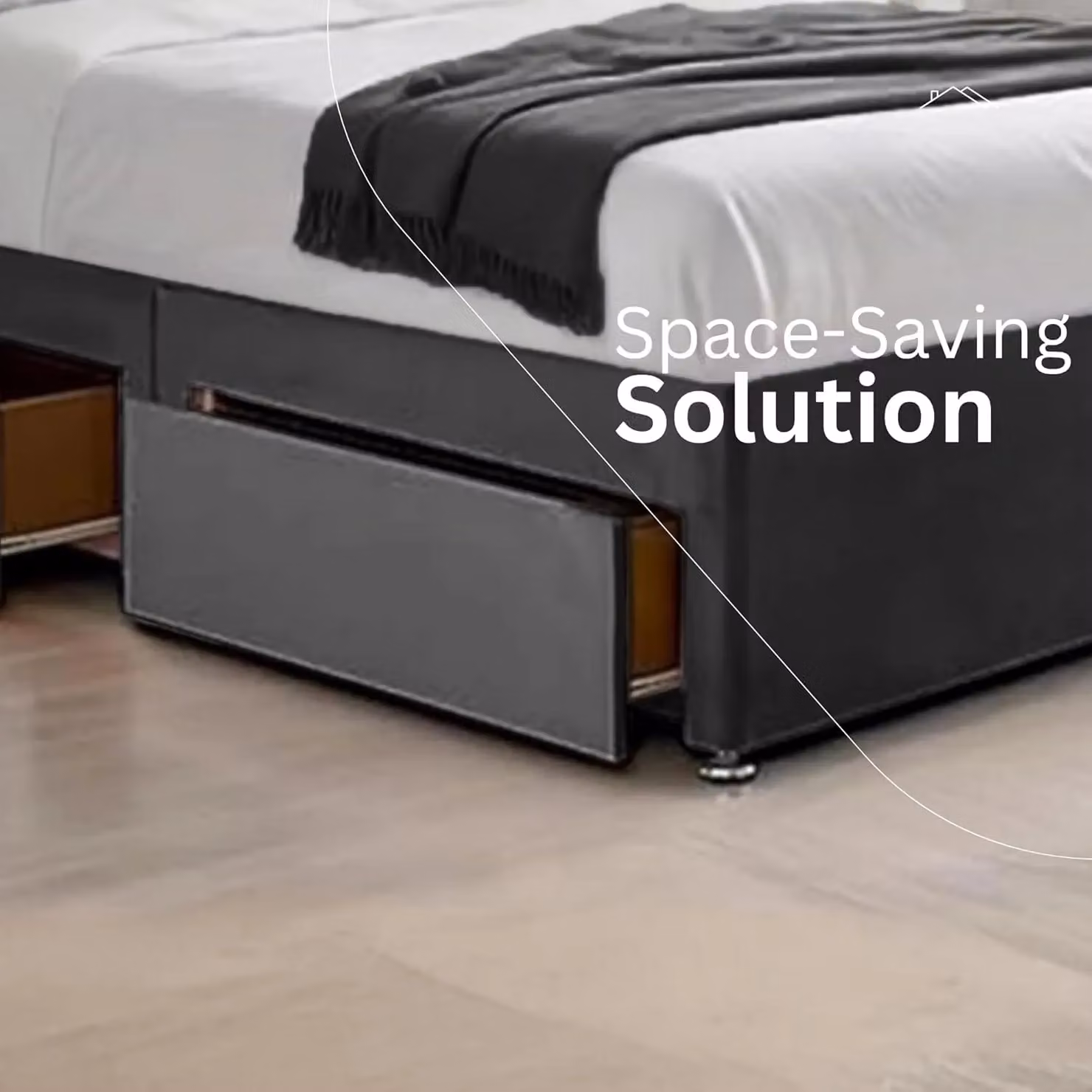 Bed Time UK Cosy Plush Divan Bed with Hybrid Mattress, Drawers and 20 inch Headboard in Black, W/D/H: 120 x 200 cm – 3