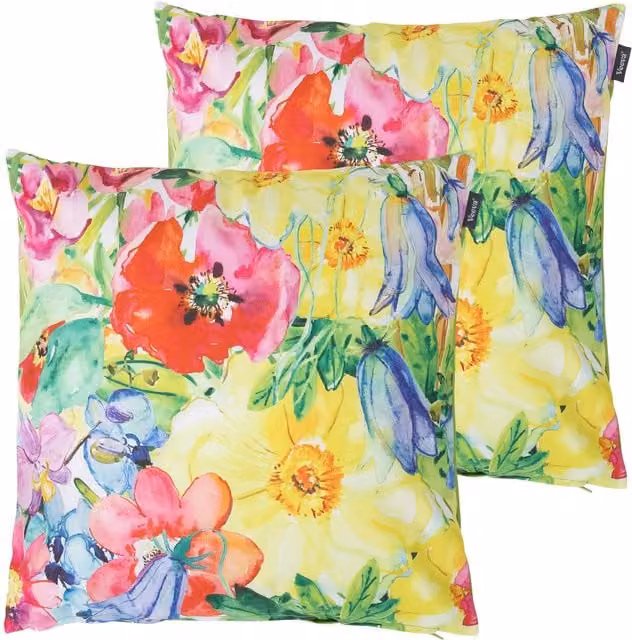 ICON 2-Pack Floral Indoor and Outdoor Waterproof Cushions, Green and Multicolour, W/D/H: 43 x 43 x 43 cm – 1