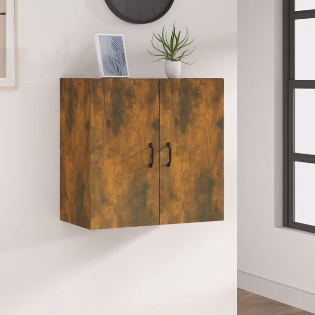 Berkfield Home Smoked Oak Wall Cabinet in Brown, W: 60 cm, D: 31 cm, H: 60 cm – 1