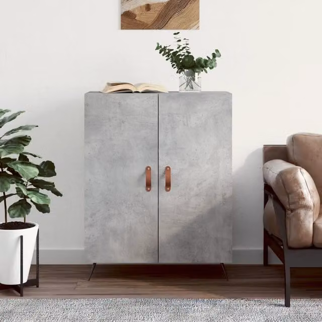 Berkfield Home Sideboard in Concrete Grey, W/D/H: 69.5 x 34 x 90 cm