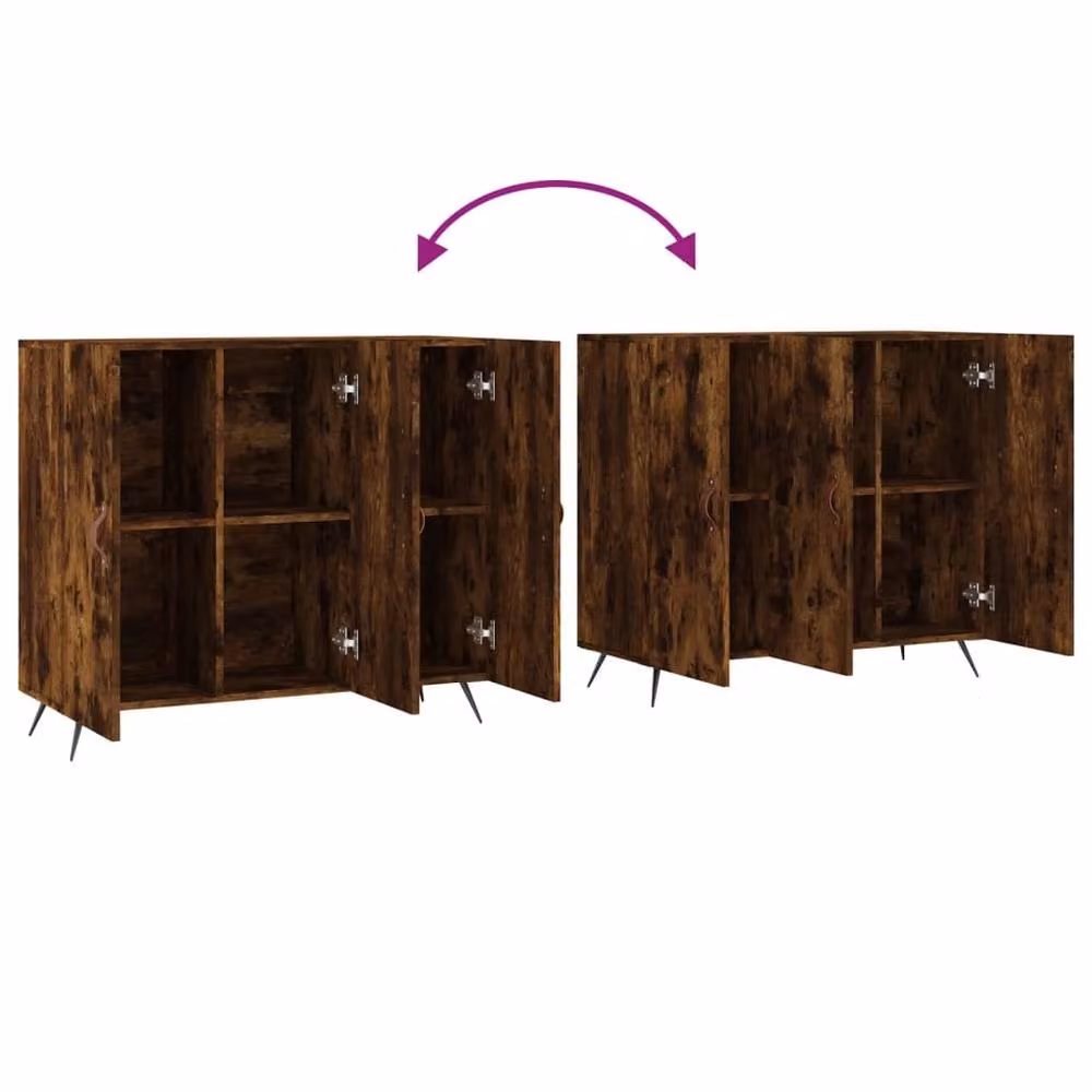 Berkfield Home Smoked Oak Sideboard in Brown, W/D/H: 90 x 34 x 80 cm – 6