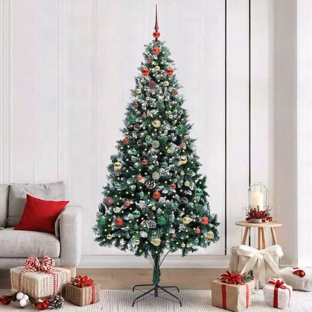 Berkfield Home Artificial Christmas Tree with 300 LEDs and Stand, Green, Height: 240 cm