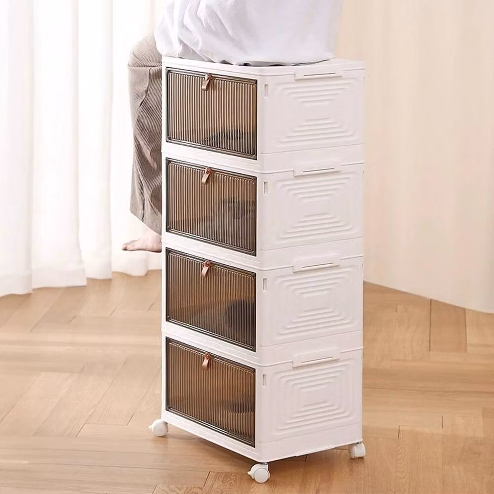 Kelvenix 4-Tier Slim Plastic Storage Drawer Box in White, W: 39 cm, D: 28 cm, H: 78.5 cm – 4