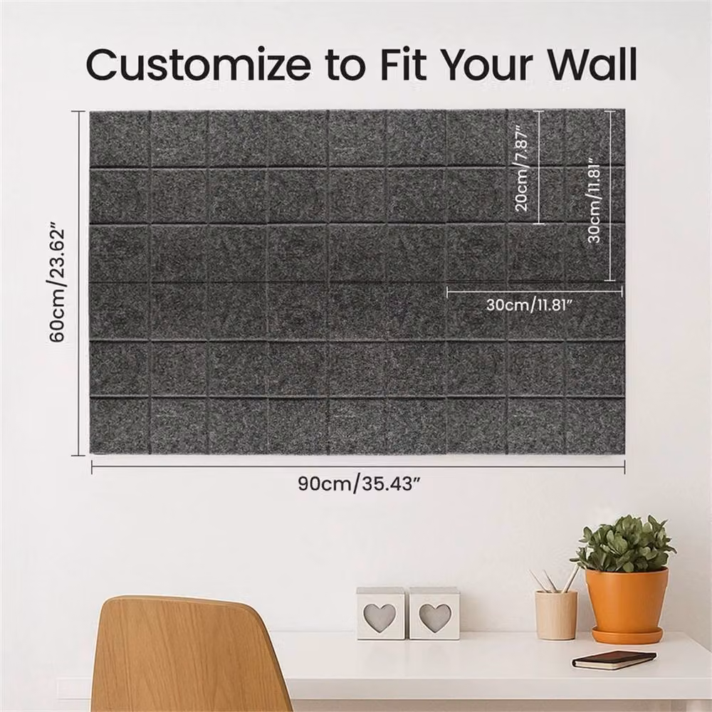 SPETLEK 6 Pcs Felt Board Tiles with 30 Pins in Dark Grey and Black, W/D/H: 30 x 30 x 30 cm – 2