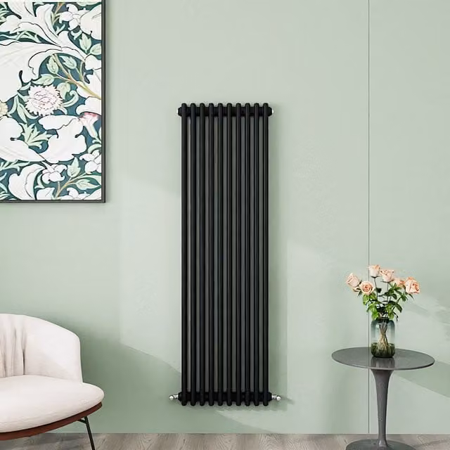 AicaBathroom Vertical Traditional Cast Iron Style 3 Column Steel Radiator in Black, H 150 cm x W 47 cm x D 47 cm