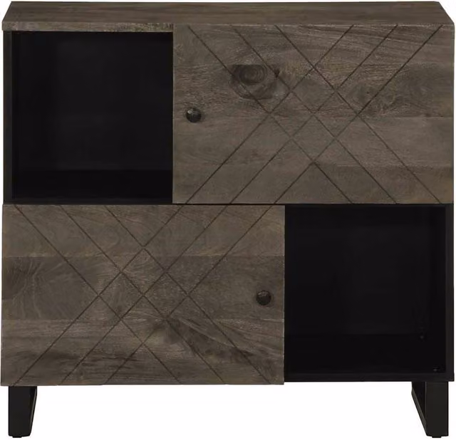 Berkfield Home Black Mango Wood Sideboard W/D/H: 80 x 33 x 75 cm