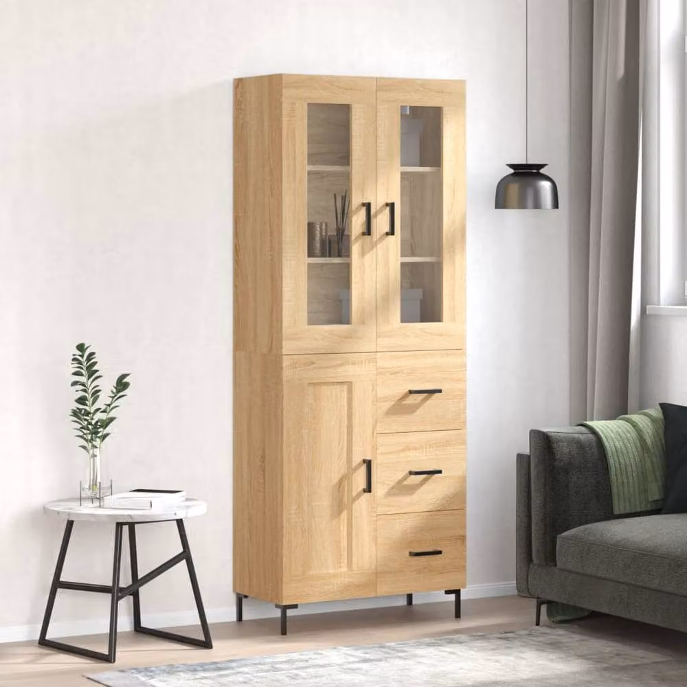 Berkfield Home Sonoma Oak Highboard in Light Brown, W/D/H: 69.5 x 34 x 180 cm – 2