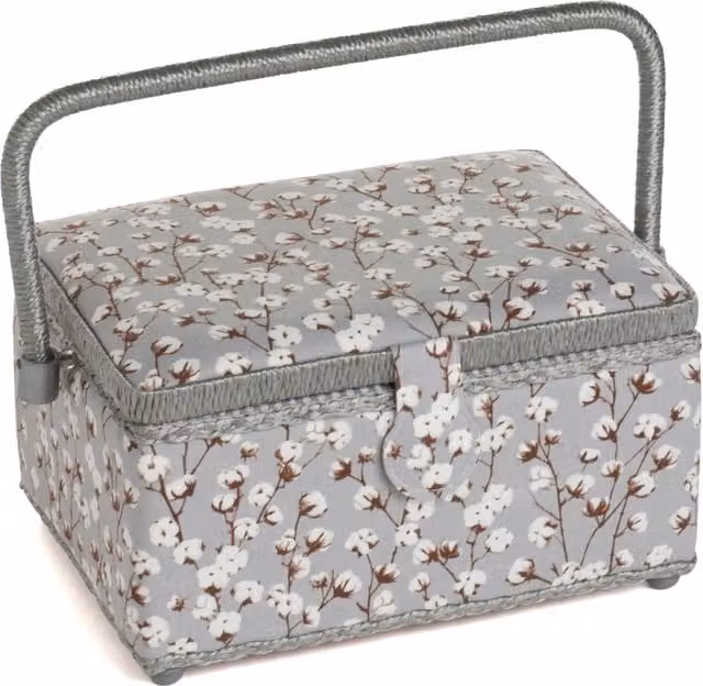 HobbyGift Sewing Box Cotton Plant in Silver and Grey