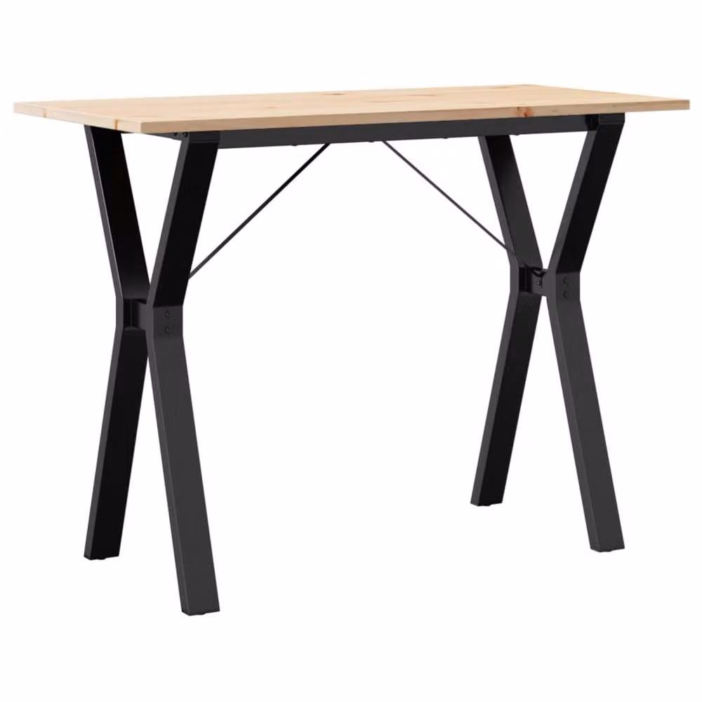 Berkfield Home Rustic Rectangular Dining Table in Brown with Solid Pine Wood and Steel X-Frame, W/D/H: 100 x 50 x 75 cm – 2