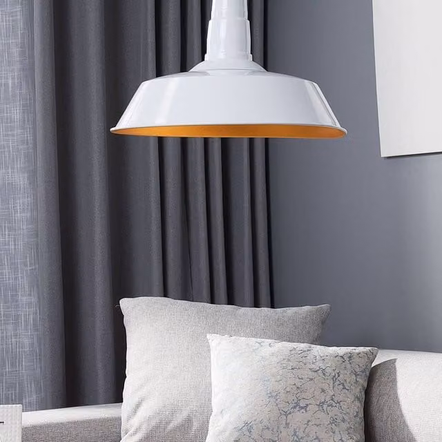 Wyld and Coco White and Gold Aluminium Round Pendant Lamp – 1