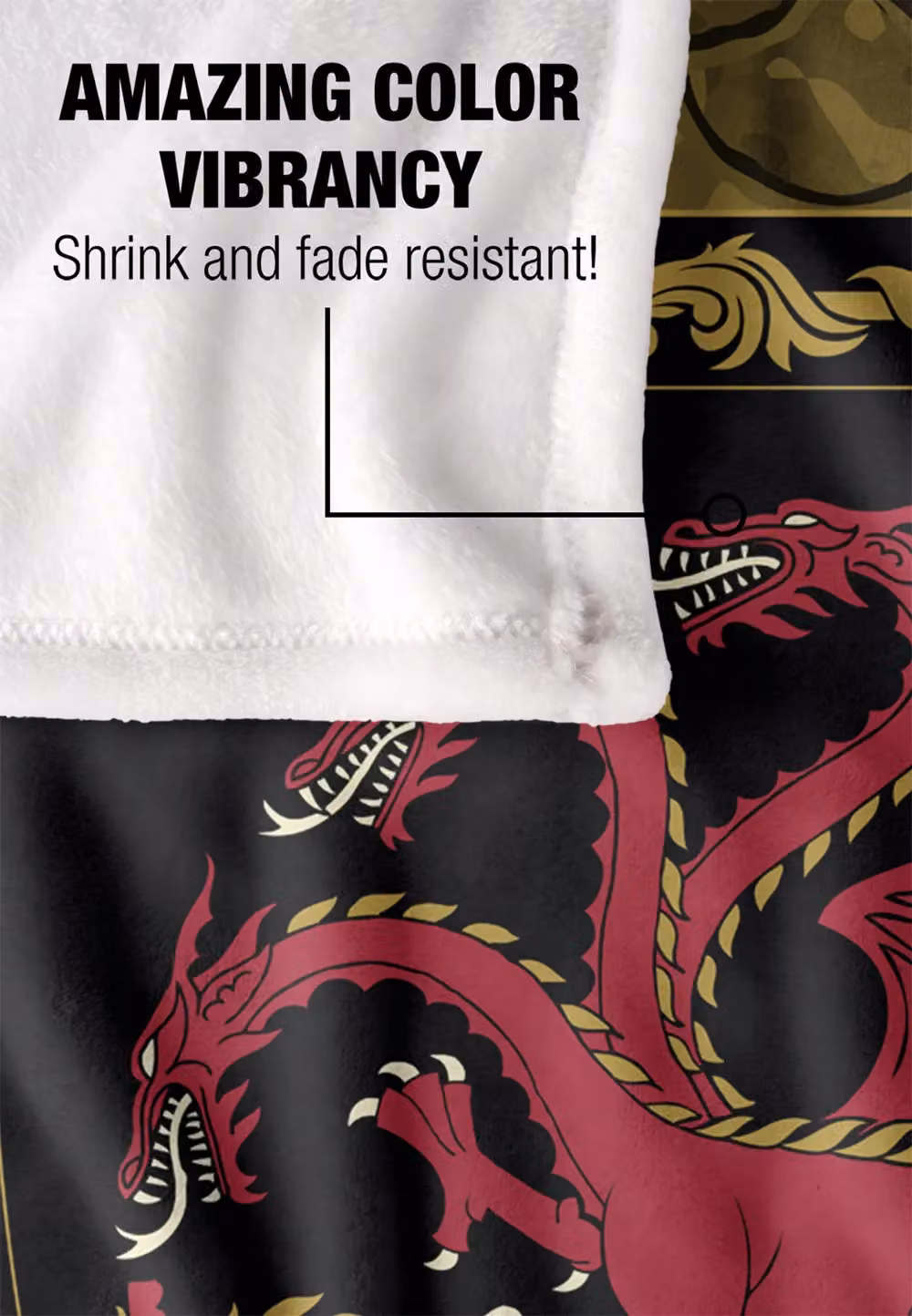 LOGOVISION House of the Dragon Silky Touch Super Soft Fleece Throw Blanket, White and Multicolour, W/D/H: 152 x 127 cm – 4