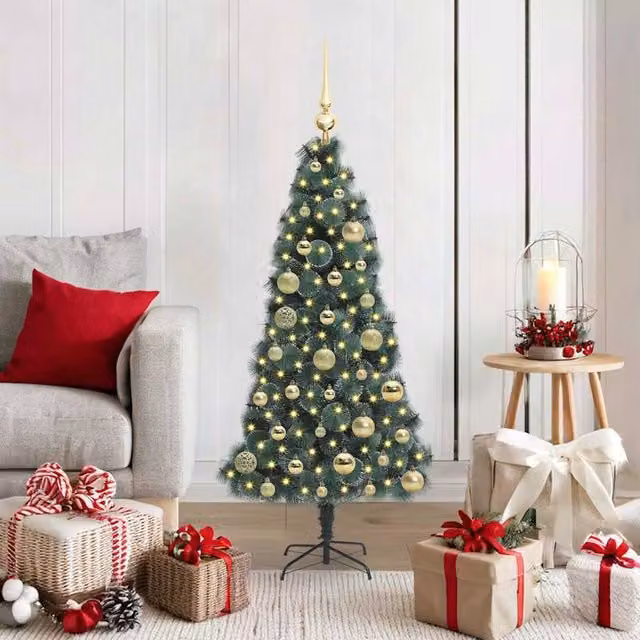 Berkfield Home Artificial Pre-lit Christmas Tree with Ball Set, Green, Height: 120 cm
