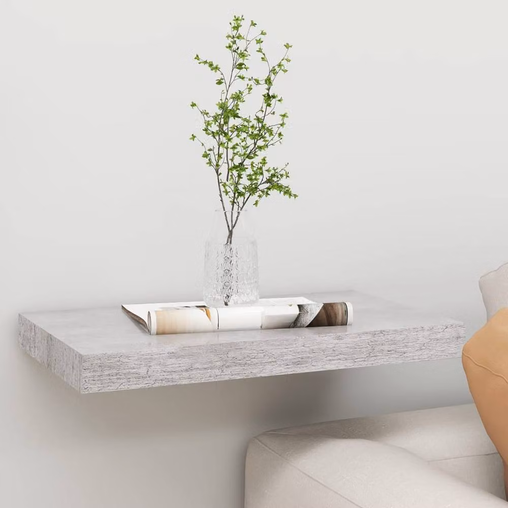 Berkfield Home Floating Wall Shelf in Concrete Grey, W: 50 cm, D: 23 cm, H: 3.8 cm – 1
