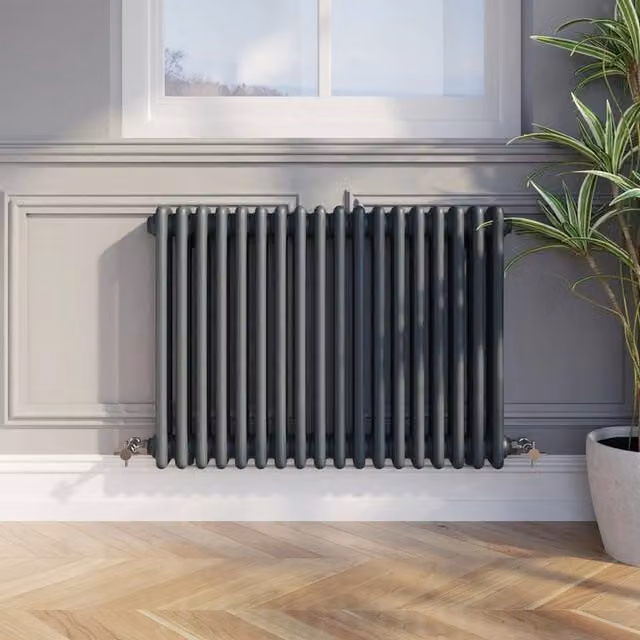 Temprazo Anthracite Steel Wall Mounted Column Radiator H: 119 cm, W: 30 cm, D: 10 cm