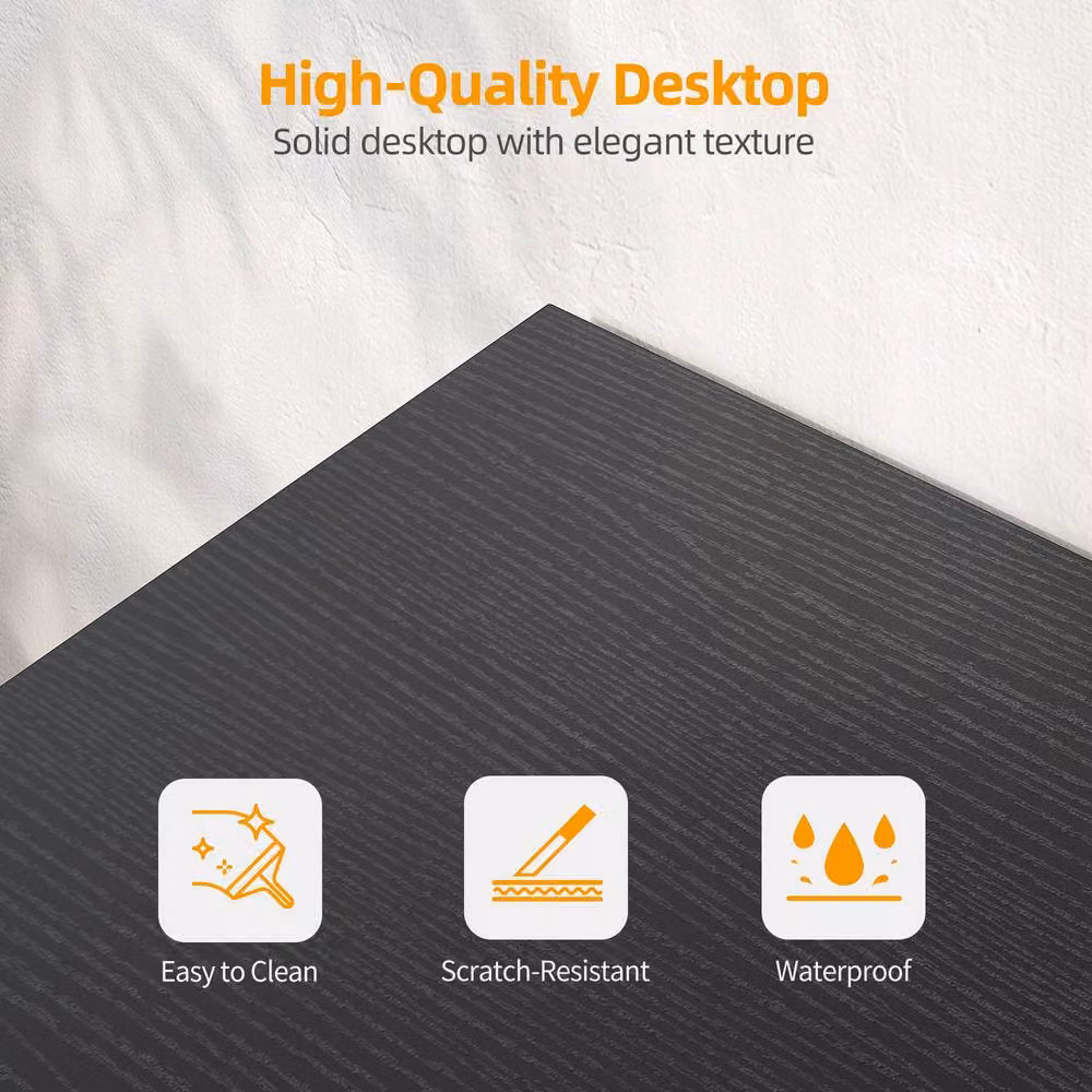 BEXEVUE Black L-Shaped Gaming Desk with Power Outlets and Shelves, W/D/H: 120 x 70 x 75 cm – 4