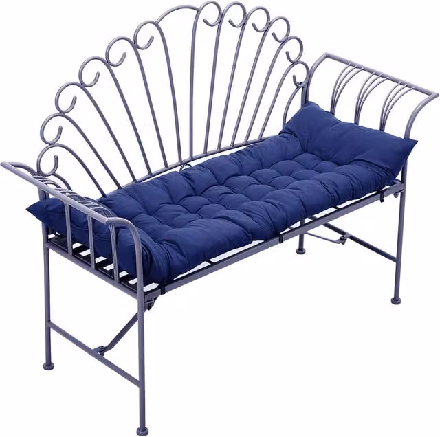 Livingandhome Rectangular Bench Recliner Lounge Seat Cushion, Blue, Width: 110 cm