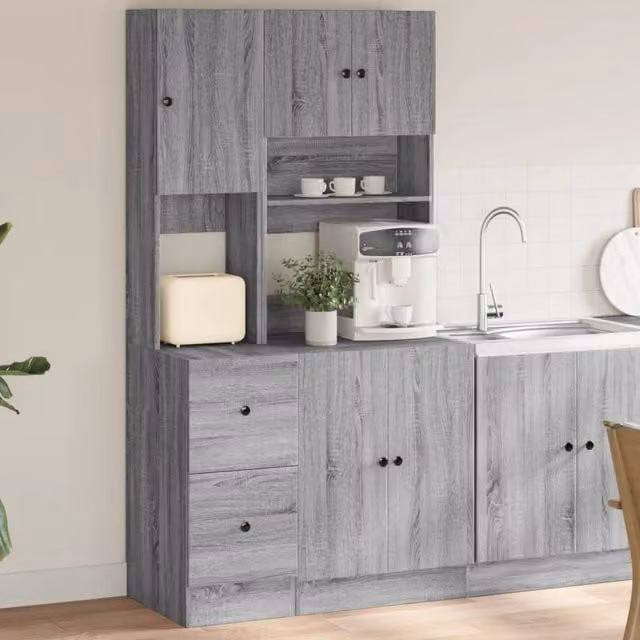 Berkfield Home Grey Sonoma Kitchen Cabinet Tall Unit with Hinged Doors and Internal Drawers, W/D/H: 95 x 50 x 180 cm – 1