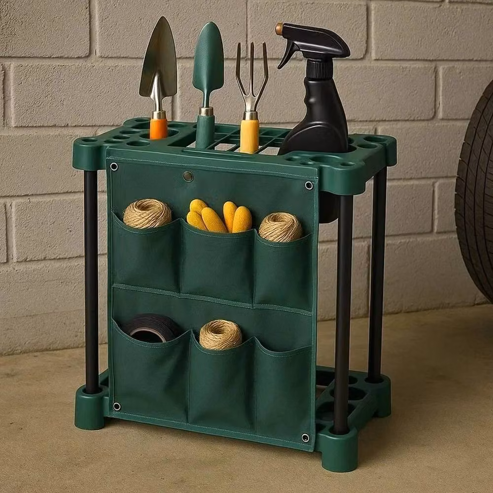 Hinsinc Tidy Tool Garden Tool Storage Organizer Rack Stand in Green – 4