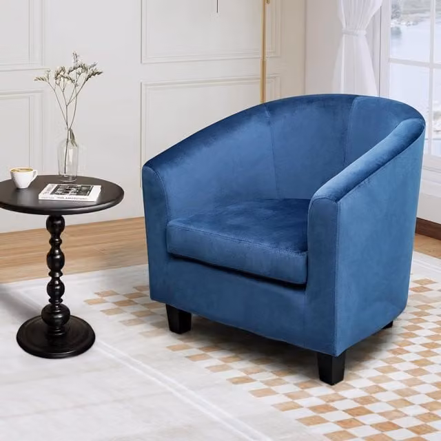 Alivio Premium Blue Velvet Upholstered Foam Tub Chair