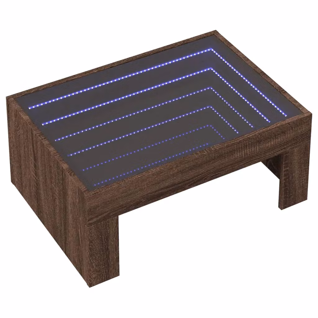 Berkfield Home Infinity LED Coffee Table in Brown Oak, W: 70 cm, D: 50 cm, H: 30 cm – 3