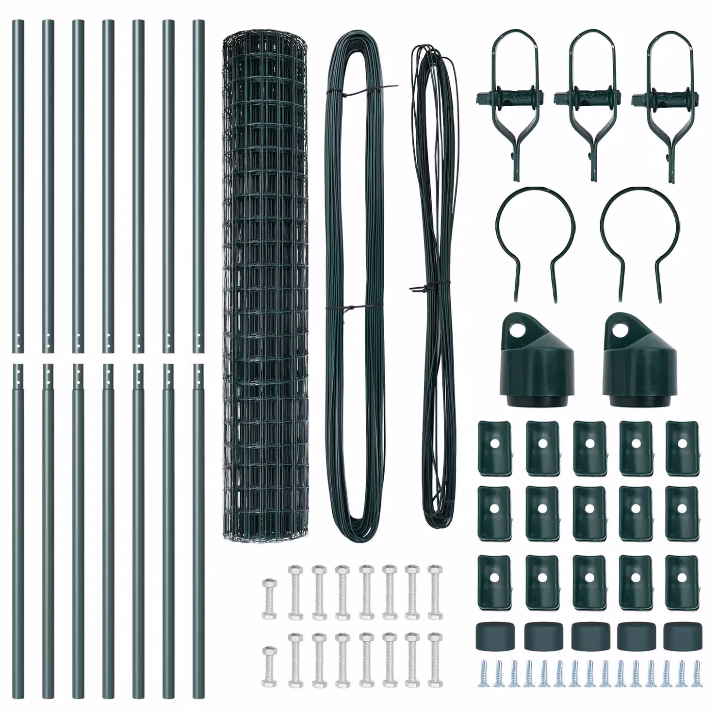 Berkfield Home Euro Fence with 7 Posts, Galvanised Steel, Green and Silver, W: 10 m, H: 1.6 m – 4