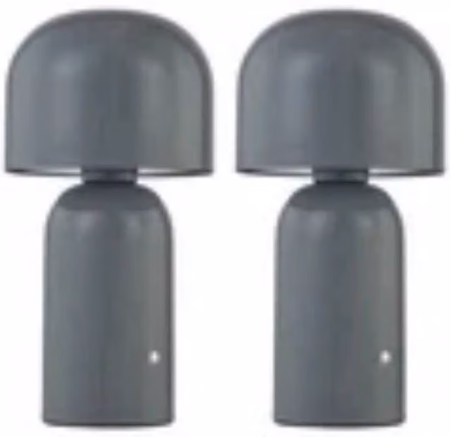 Havendro Set of 2 Modern Grey LED Rechargeable Touch Table Lamps with Warm White Dimmable Light – 1