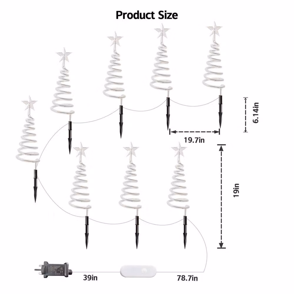 Bright Zeal 8-Pack Smart Spiral Tree Pathway Lights, 1.6ft RGB Outdoor in White and Multicolour – 5