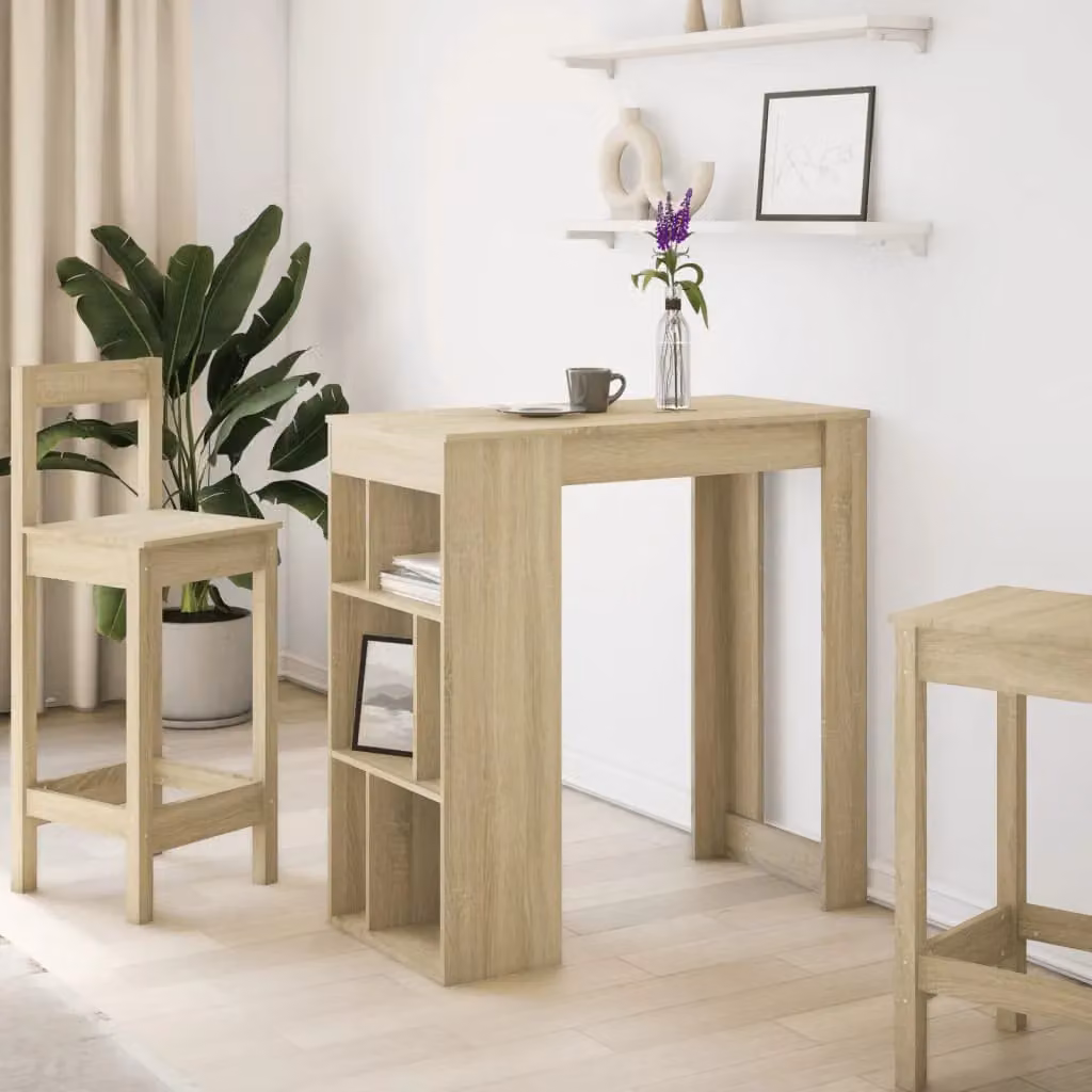 Berkfield Home Bar Table with Racks in Sonoma Oak Brown, W/D/H: 102 x 50 x 103.5 cm – 2