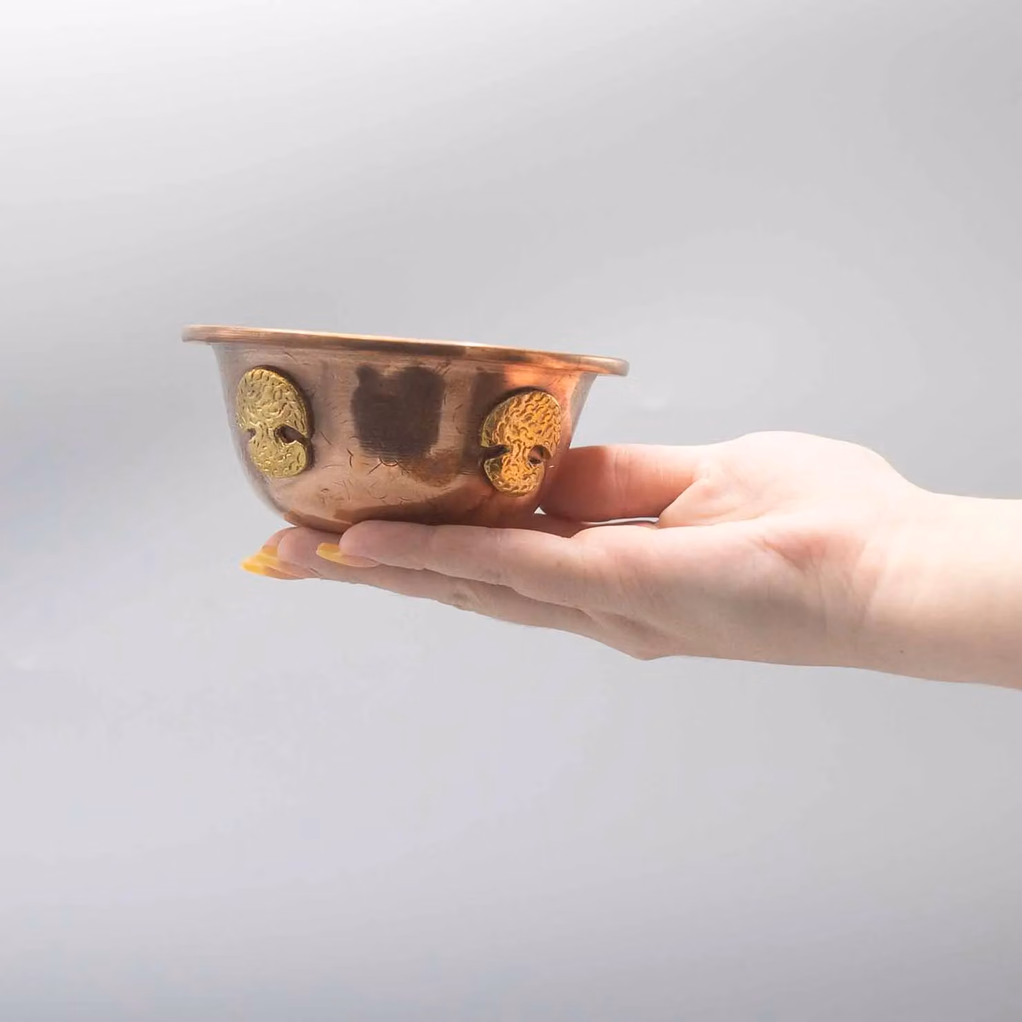 KDMD Copper Ritual Bowl with Tree of Life in Gold, W: 12 cm, H: 5 cm – 3