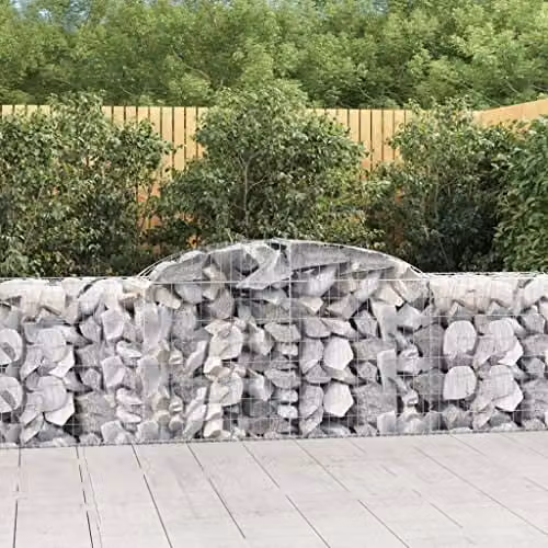 vidaXL Set of 5 Arched Gabion Baskets in Silver Galvanised Steel, W: 300 cm, D: 50 cm, H: 80/100 cm – 2
